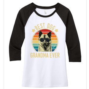 Womens Best Dog Grandma Ever Norwegian Elkhound Mother's Day Women's Tri-Blend 3/4-Sleeve Raglan Shirt