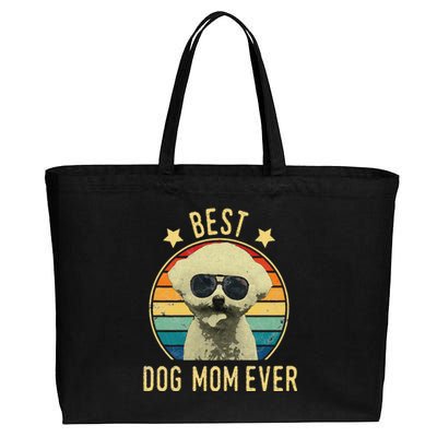 Womens Best Dog Mom Ever Bichon Frise Mother's Day Gift Cotton Canvas Jumbo Tote