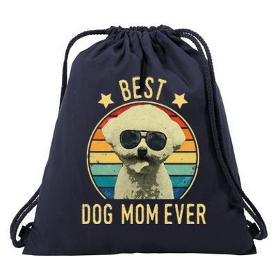 Womens Best Dog Mom Ever Bichon Frise Mother's Day Gift Drawstring Bag