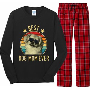 Womens Best Dog Mom Ever Pekingese Mother's Day Gift Long Sleeve Pajama Set