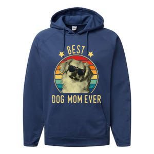 Womens Best Dog Mom Ever Pekingese Mother's Day Gift Performance Fleece Hoodie