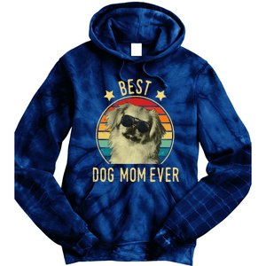 Womens Best Dog Mom Ever Pekingese Mother's Day Gift Tie Dye Hoodie