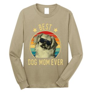 Womens Best Dog Mom Ever Pekingese Mother's Day Gift Long Sleeve Shirt