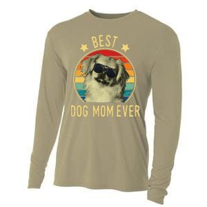 Womens Best Dog Mom Ever Pekingese Mother's Day Gift Cooling Performance Long Sleeve Crew