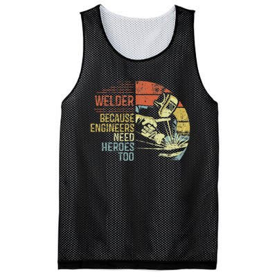 Welder Because Engineers Need Heroes Too Gifts Funny Welding Mesh Reversible Basketball Jersey Tank