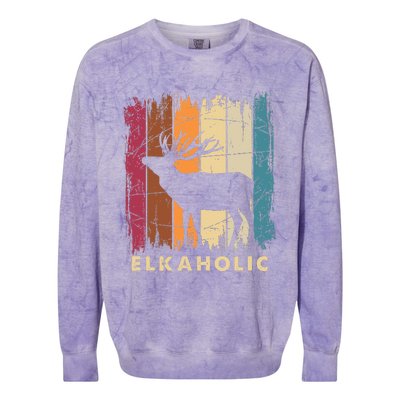 Wildlife Buck Elk Hunting Hunter Deer Silhouette Elkaholic Colorblast Crewneck Sweatshirt