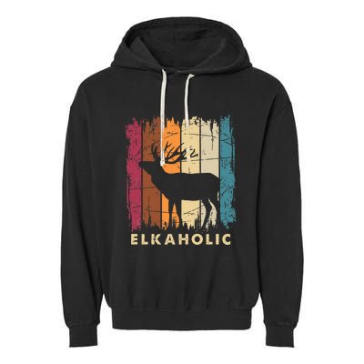 Wildlife Buck Elk Hunting Hunter Deer Silhouette Elkaholic Garment-Dyed Fleece Hoodie