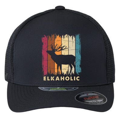 Wildlife Buck Elk Hunting Hunter Deer Silhouette Elkaholic Flexfit Unipanel Trucker Cap