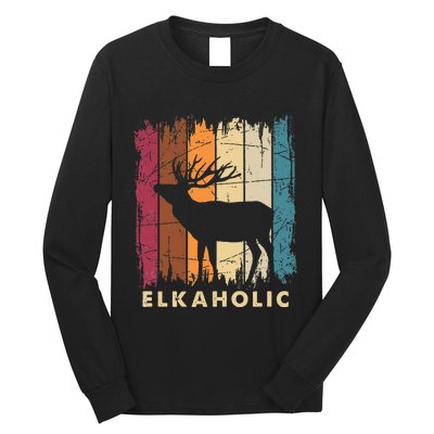 Wildlife Buck Elk Hunting Hunter Deer Silhouette Elkaholic Long Sleeve Shirt