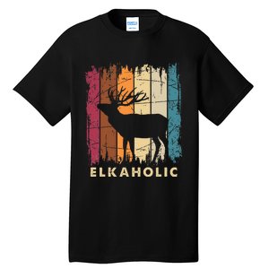 Wildlife Buck Elk Hunting Hunter Deer Silhouette Elkaholic Tall T-Shirt