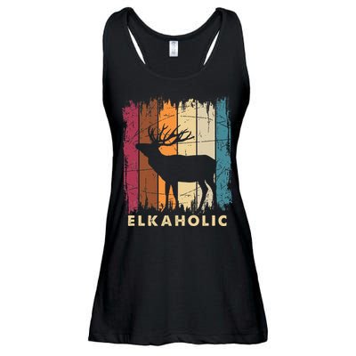 Wildlife Buck Elk Hunting Hunter Deer Silhouette Elkaholic Ladies Essential Flowy Tank