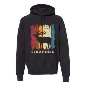 Wildlife Buck Elk Hunting Hunter Deer Silhouette Elkaholic Premium Hoodie