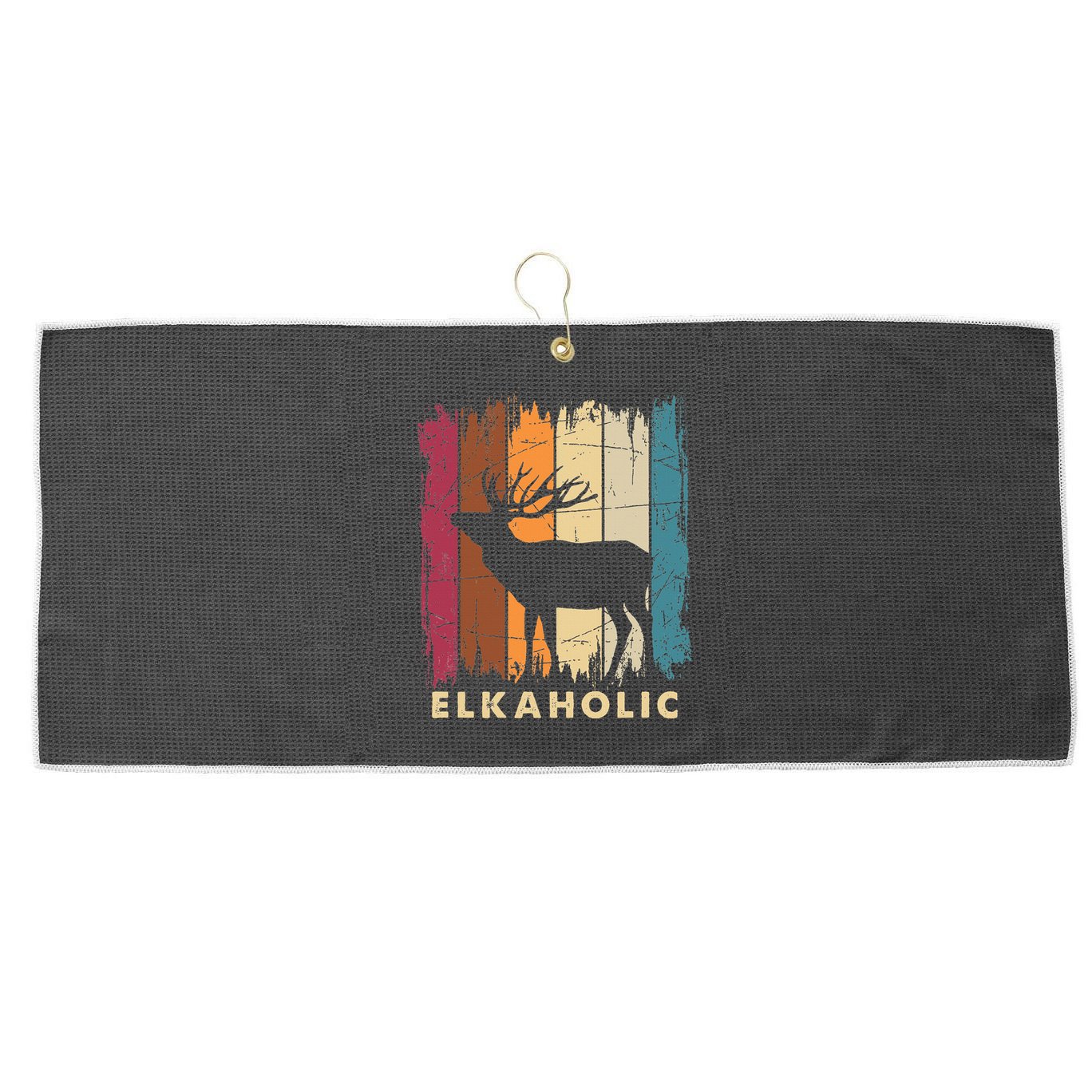 Wildlife Buck Elk Hunting Hunter Deer Silhouette Elkaholic Large Microfiber Waffle Golf Towel