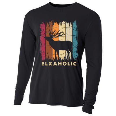 Wildlife Buck Elk Hunting Hunter Deer Silhouette Elkaholic Cooling Performance Long Sleeve Crew