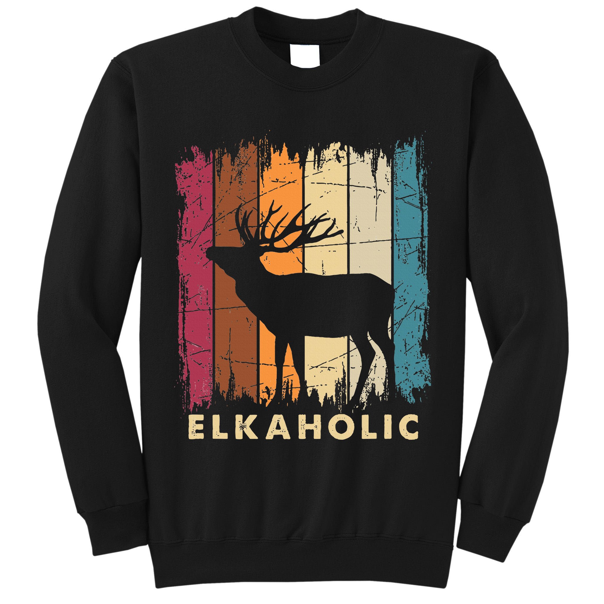 Wildlife Buck Elk Hunting Hunter Deer Silhouette Elkaholic Tall Sweatshirt