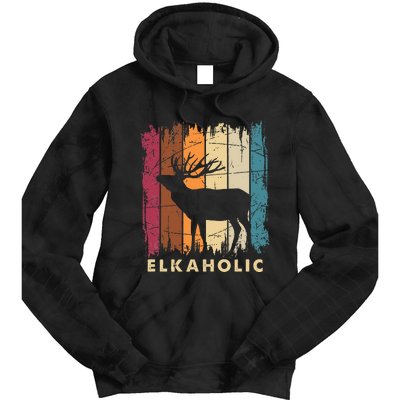 Wildlife Buck Elk Hunting Hunter Deer Silhouette Elkaholic Tie Dye Hoodie