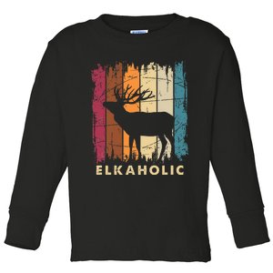 Wildlife Buck Elk Hunting Hunter Deer Silhouette Elkaholic Toddler Long Sleeve Shirt