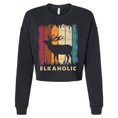 Wildlife Buck Elk Hunting Hunter Deer Silhouette Elkaholic Cropped Pullover Crew