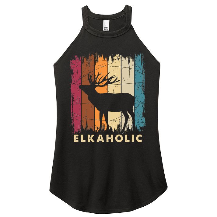 Wildlife Buck Elk Hunting Hunter Deer Silhouette Elkaholic Women's Perfect Tri Rocker Tank