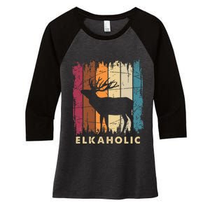 Wildlife Buck Elk Hunting Hunter Deer Silhouette Elkaholic Women's Tri-Blend 3/4-Sleeve Raglan Shirt