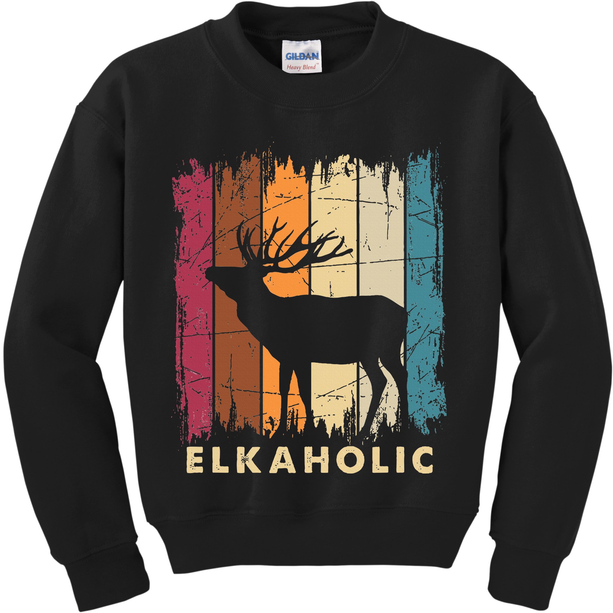 Wildlife Buck Elk Hunting Hunter Deer Silhouette Elkaholic Kids Sweatshirt
