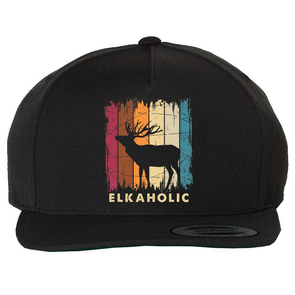 Wildlife Buck Elk Hunting Hunter Deer Silhouette Elkaholic Wool Snapback Cap