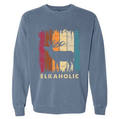 Wildlife Buck Elk Hunting Hunter Deer Silhouette Elkaholic Garment-Dyed Sweatshirt