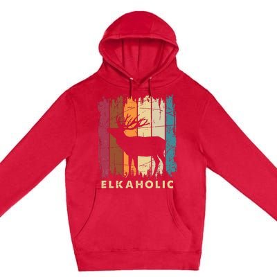 Wildlife Buck Elk Hunting Hunter Deer Silhouette Elkaholic Premium Pullover Hoodie