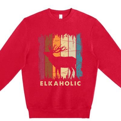 Wildlife Buck Elk Hunting Hunter Deer Silhouette Elkaholic Premium Crewneck Sweatshirt