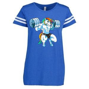 Weightlifing Barbell Funny Unicorn Weightlifter Enza Ladies Jersey Football T-Shirt