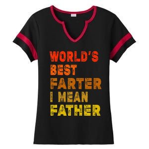 World's Best Farter I Mean Father Funny Quote Father's Day Ladies Halftime Notch Neck Tee