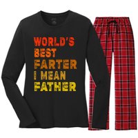 World's Best Farter I Mean Father Funny Quote Father's Day Women's Long Sleeve Flannel Pajama Set 