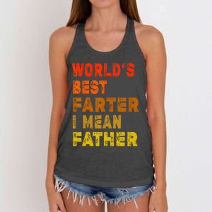 World's Best Farter I Mean Father Funny Quote Father's Day Women's Knotted Racerback Tank