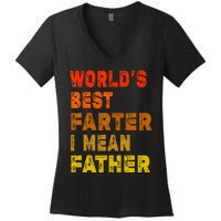 World's Best Farter I Mean Father Funny Quote Father's Day Women's V-Neck T-Shirt