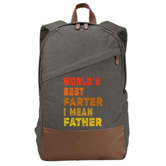World's Best Farter I Mean Father Funny Quote Father's Day Cotton Canvas Backpack