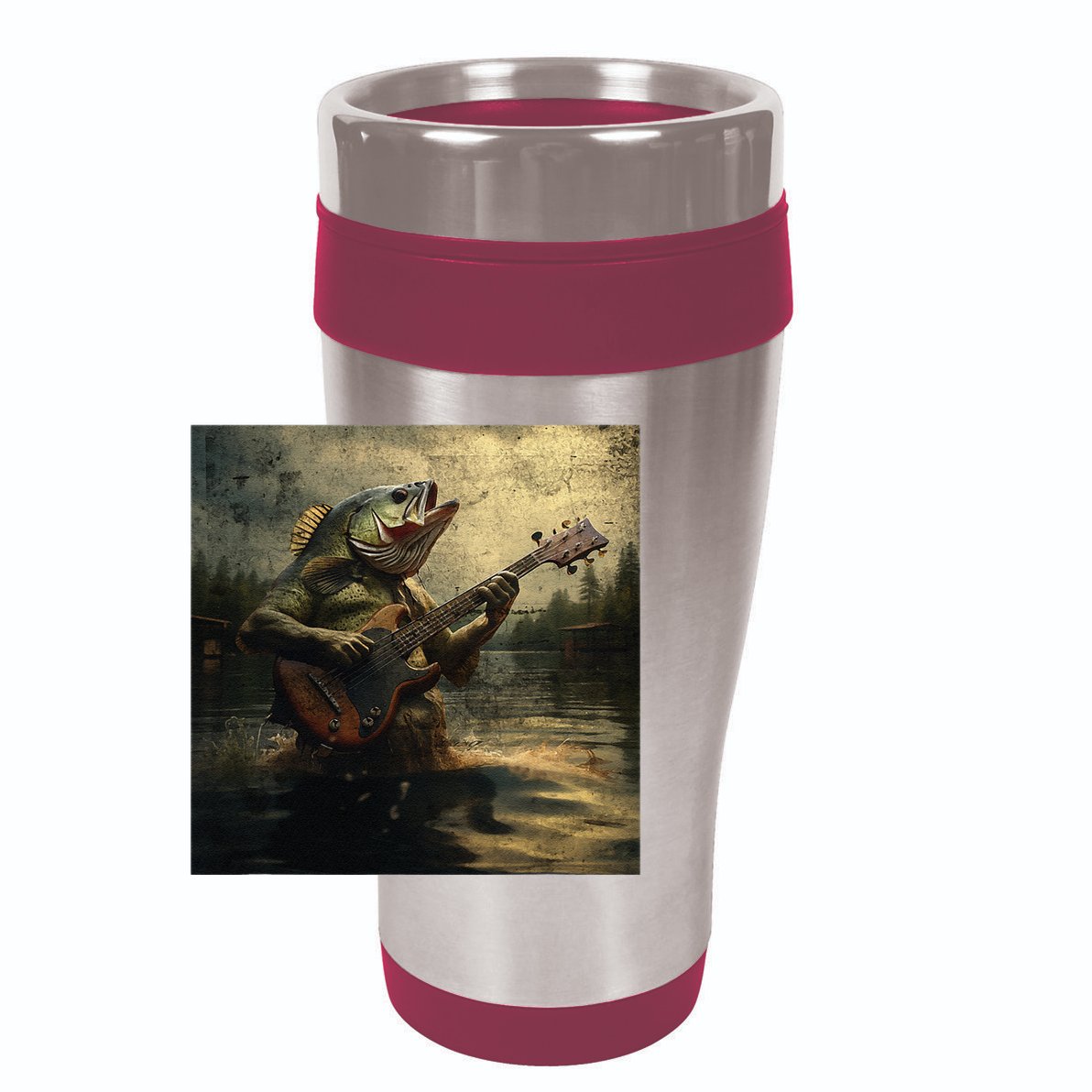 Weird Bass Fish Playing Bass Guitar Funny Cursed Meme 15oz Campfire Ceramic Mug