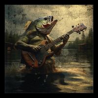 Weird Bass Fish Playing Bass Guitar Funny Cursed Meme Drawstring Bag
