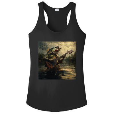 Weird Bass Fish Playing Bass Guitar Funny Cursed Meme Ladies PosiCharge Competitor Racerback Tank