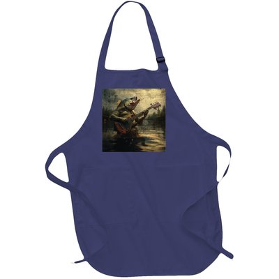 Weird Bass Fish Playing Bass Guitar Funny Cursed Meme Full-Length Apron With Pockets