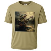 Weird Bass Fish Playing Bass Guitar Funny Cursed Meme Cooling Performance Crew T-Shirt