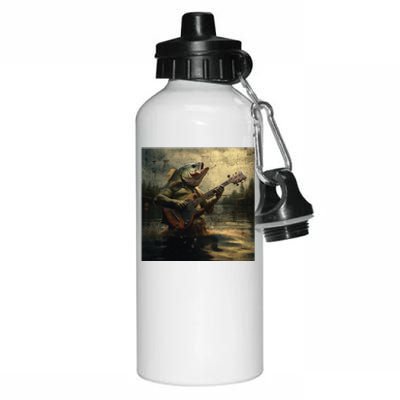 Weird Bass Fish Playing Bass Guitar Funny Cursed Meme Aluminum Water Bottle