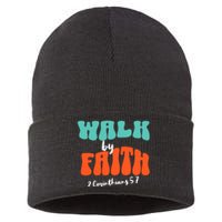 Walk By Faith 2 Corinthians 5:7 Christian Sustainable Knit Beanie