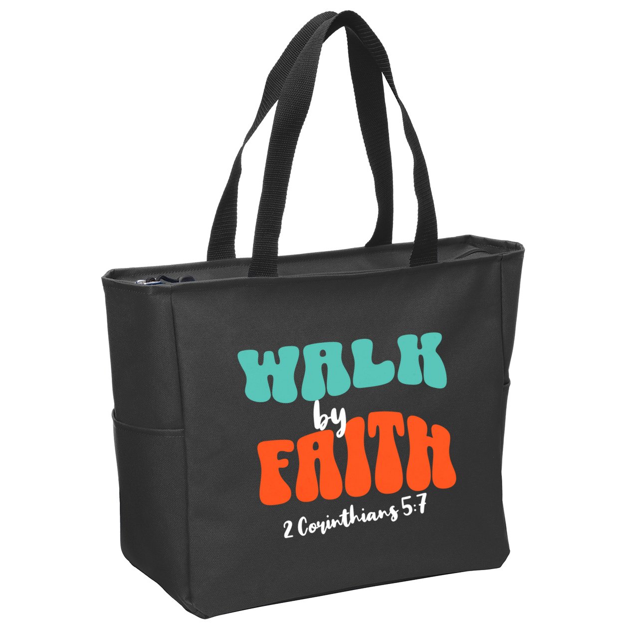 Walk By Faith 2 Corinthians 5:7 Christian Zip Tote Bag