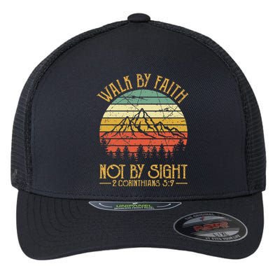 Walk By Faith Not By Sight T Bible Verse Gift Christian Flexfit Unipanel Trucker Cap