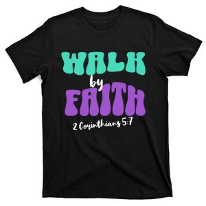 Walk By Faith 2 Corinthians 5:7 Retro Christian T-Shirt