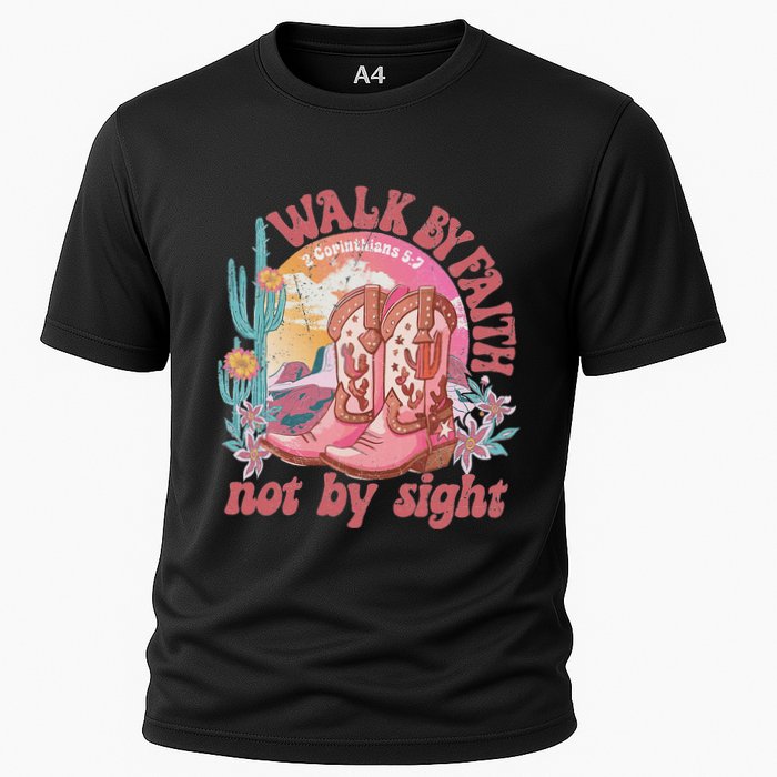 Walk By Faith Not By Sight Saying Bible Verse Cooling Performance Crew T-Shirt