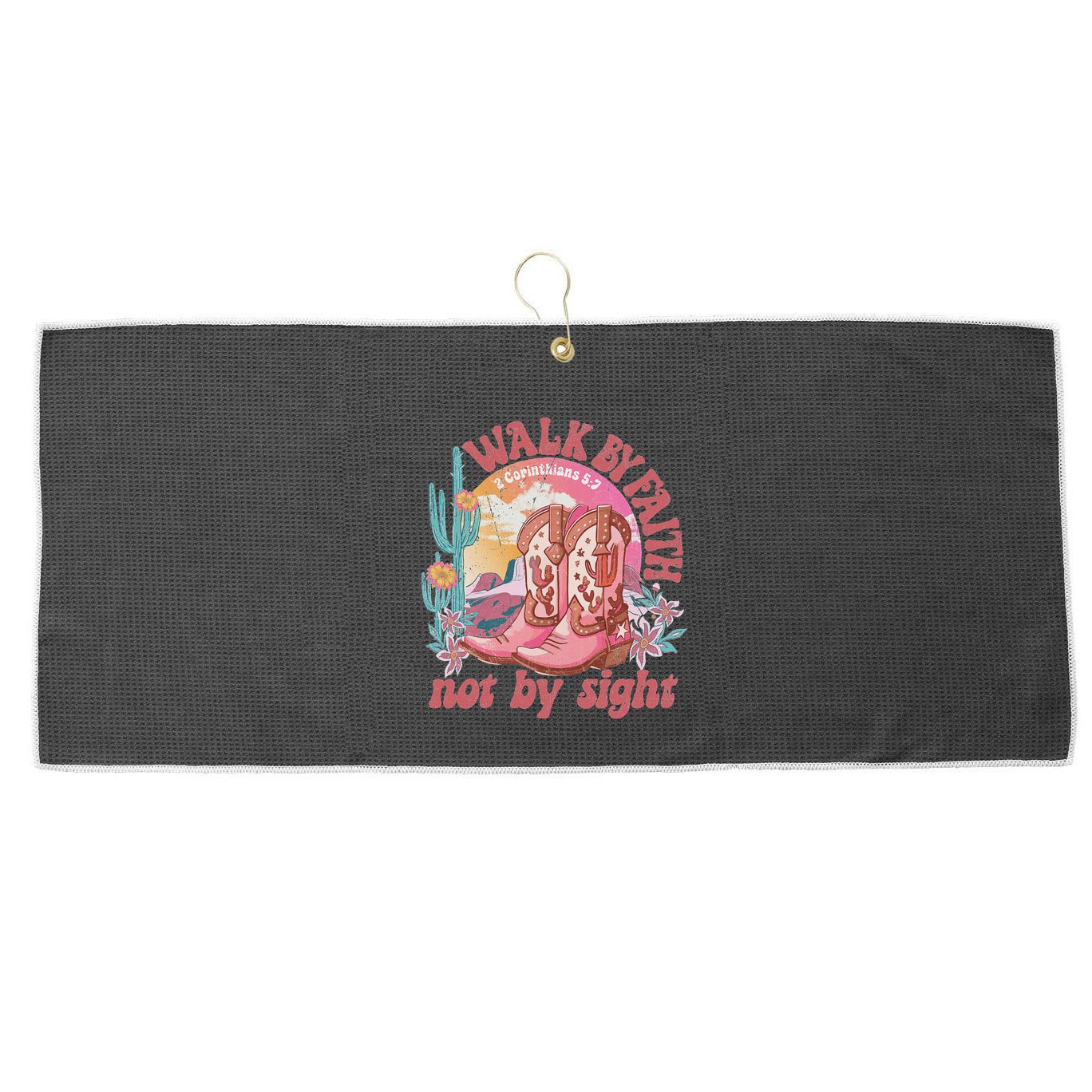 Walk By Faith Not By Sight Saying Bible Verse Large Microfiber Waffle Golf Towel