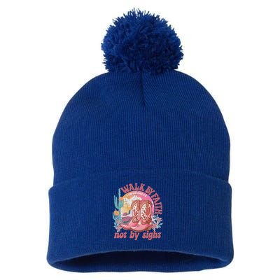 Walk By Faith Not By Sight Saying Bible Verse Pom Pom 12in Knit Beanie