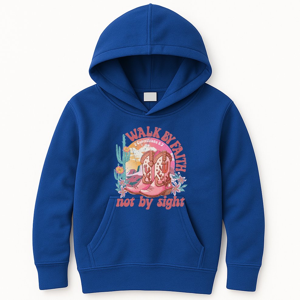 Walk By Faith Not By Sight Saying Bible Verse Kids Hoodie