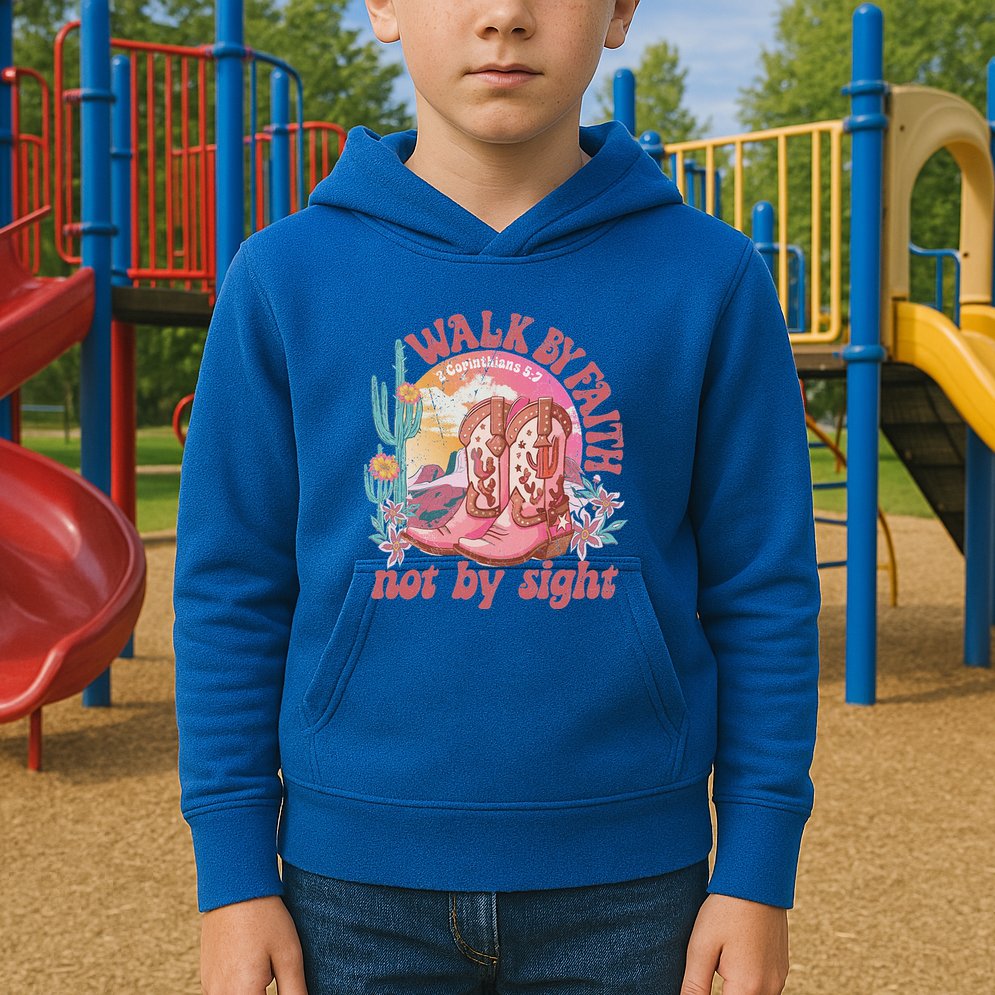 Walk By Faith Not By Sight Saying Bible Verse Kids Hoodie